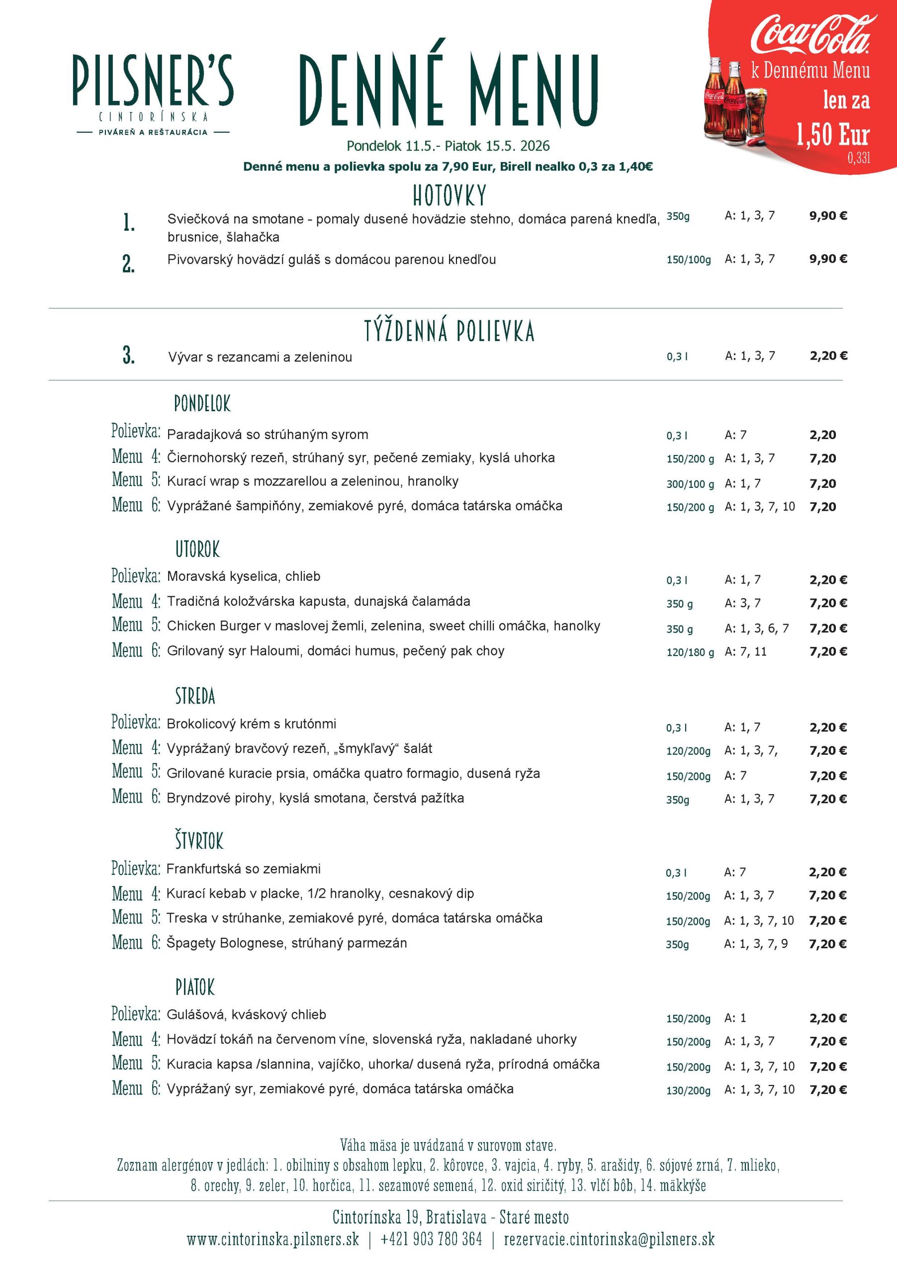 Denné obedové menu centrum restaurant near me